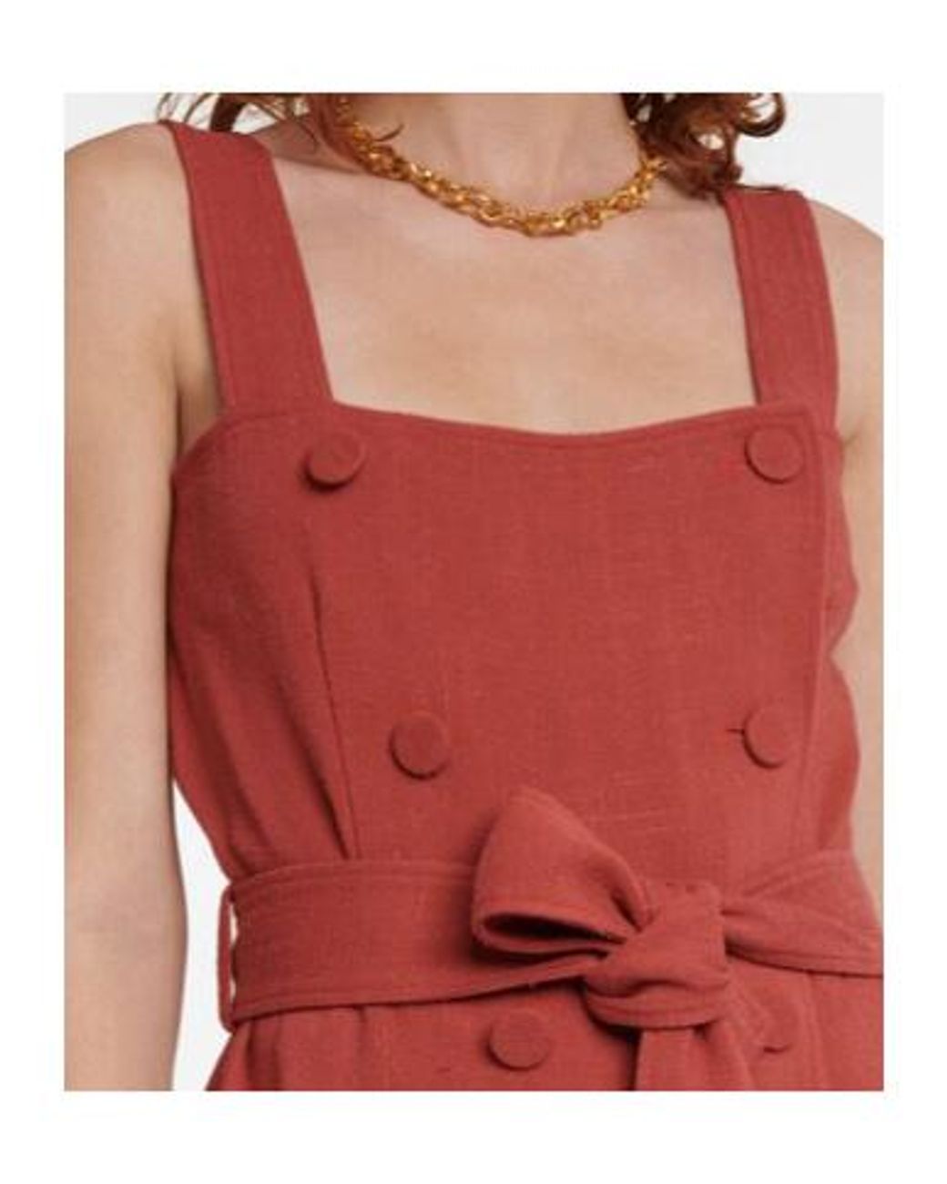 Altuzarra Red Audrey Linen-Effect Midi Dress