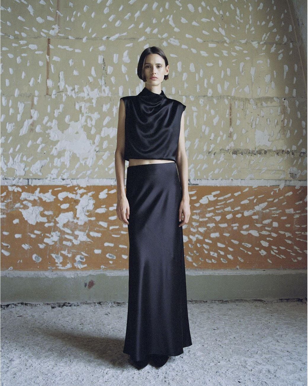 Saint Laurent Black Mid-Rise Long Skirt