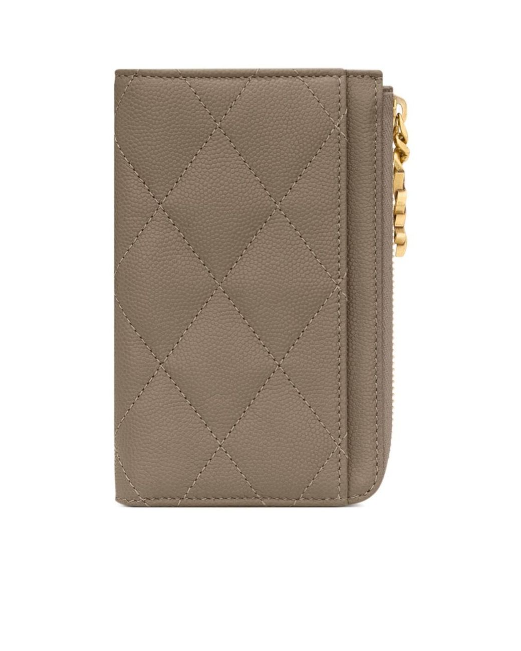 Saint Laurent Brown Cassandre Bijou Quilted Card Wallet