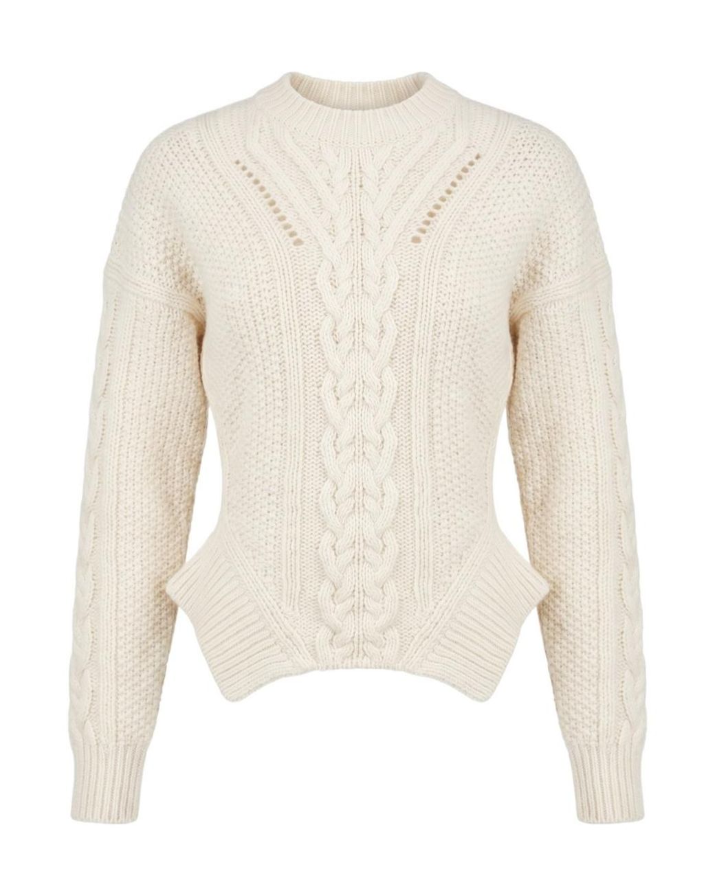 Dondup Natural Cable-Knit Crew Neck Knitted Sweater