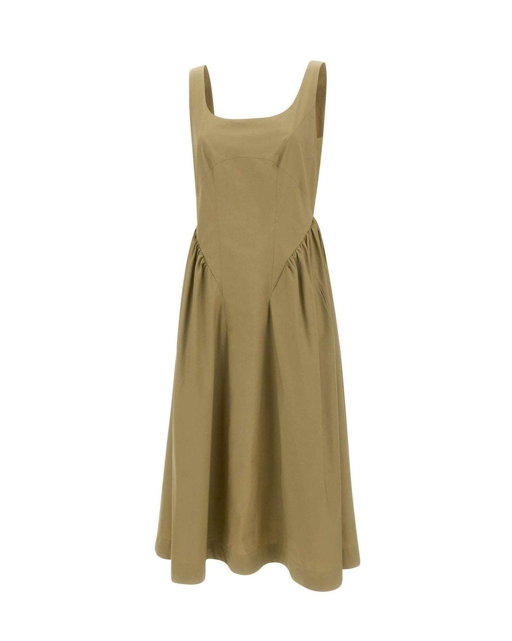 Marella Green Gathered Midi Dress