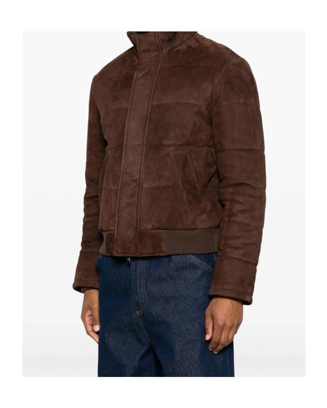 Tagliatore Brown Stand-Up Collar Leather Jacket for men