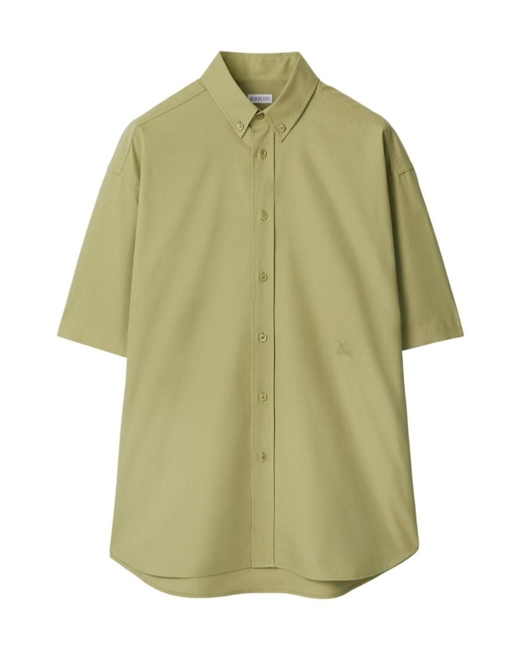 Burberry Green Logo-Embroidered Short Sleeved Poplin Shirt for men