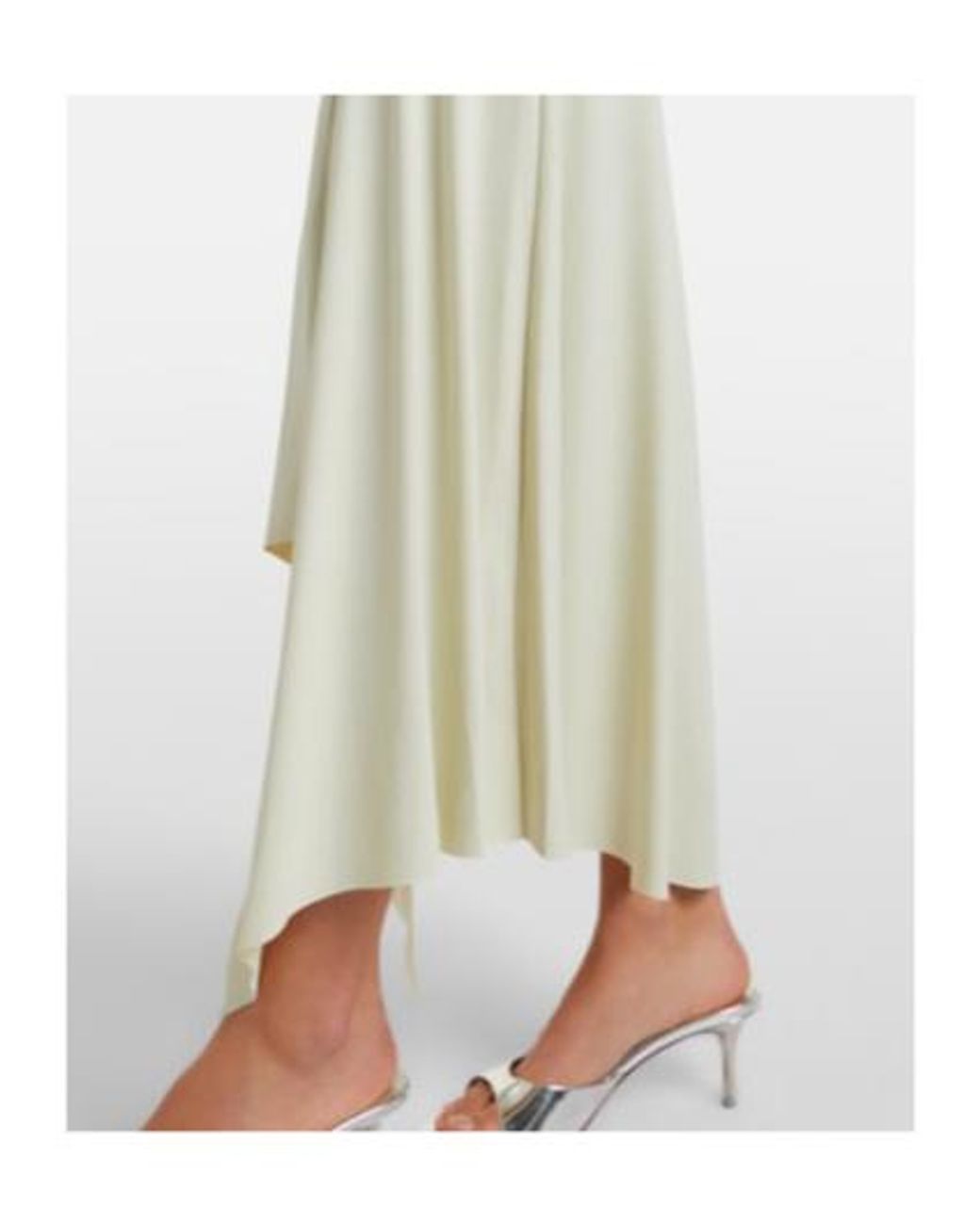 De La Vali White Hela Draped Asymmetric Jersey Midi Dress