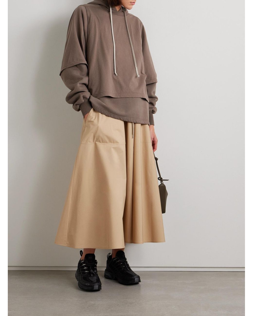 Moncler Natural A-Line Midi Cotton Skirt