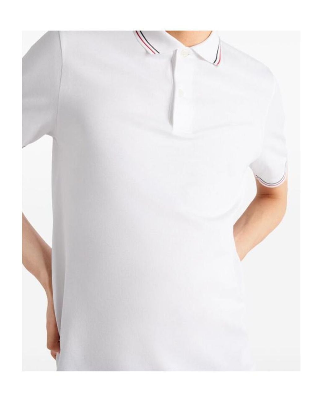 Prada White Logo Detailed Short Sleeved Polo Shirt for men
