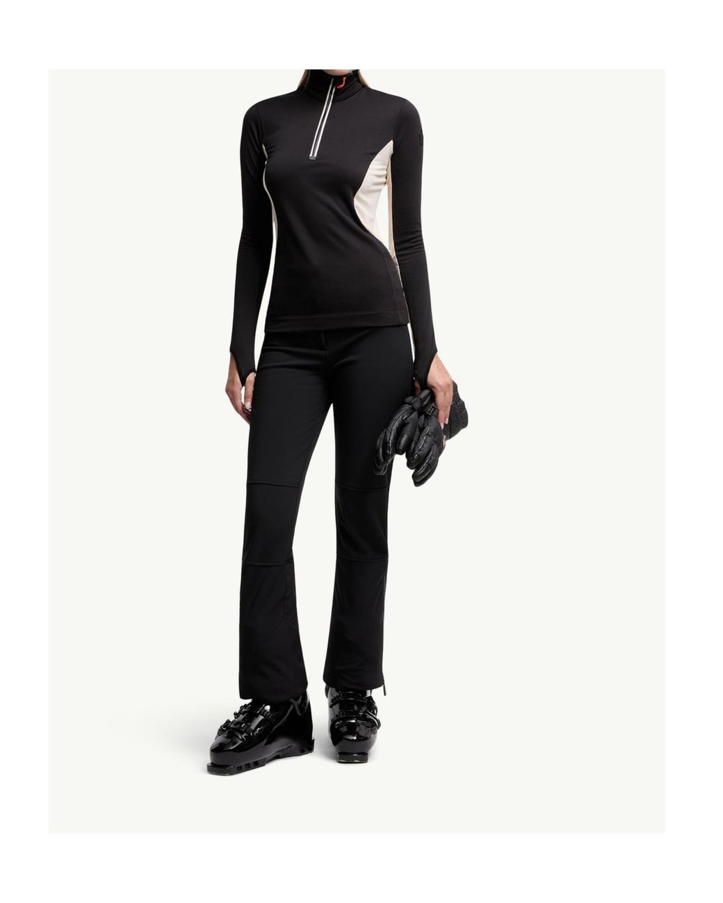 Moncler Black Grenoble Panelled Zip Performance Top