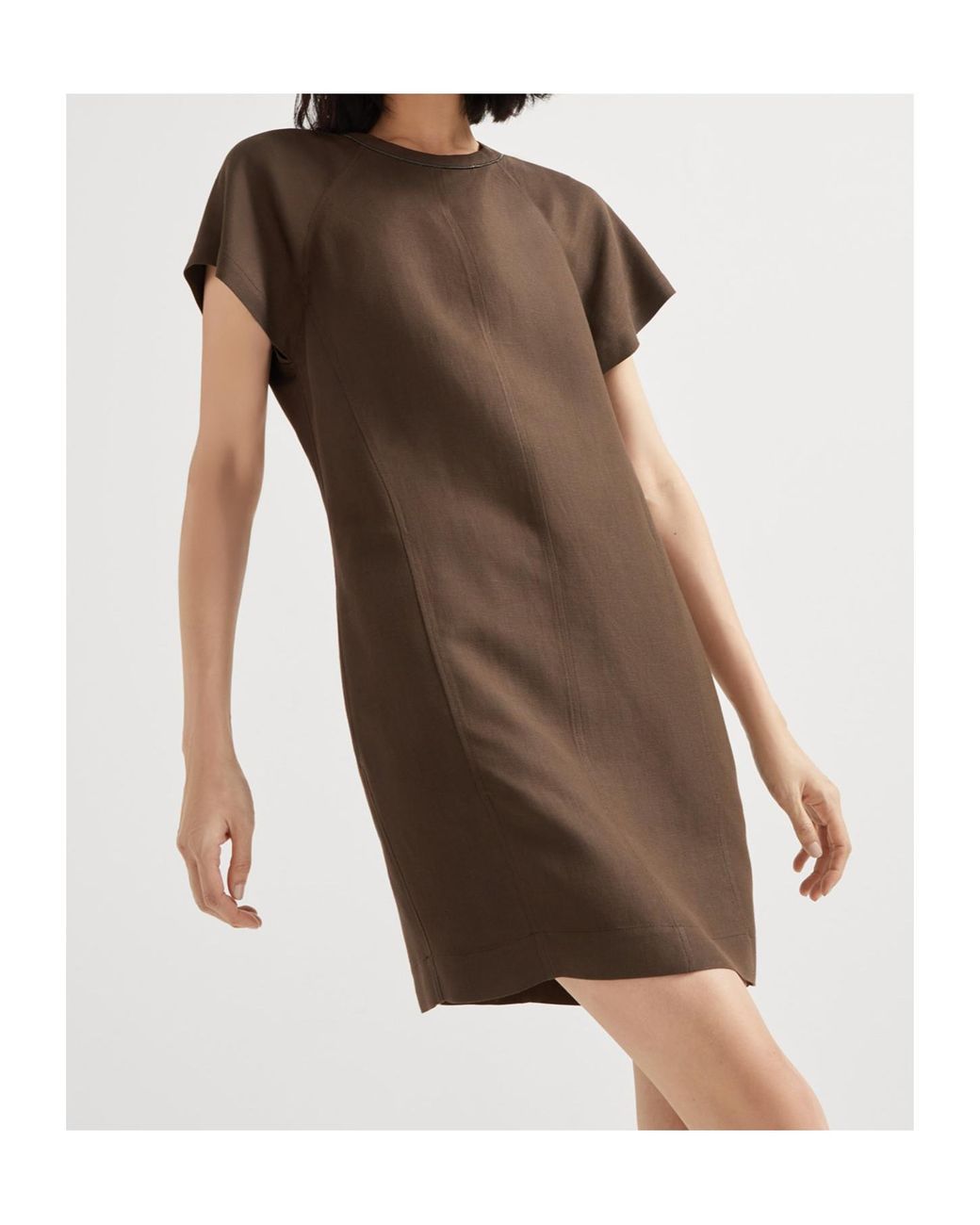 Brunello Cucinelli Brown Monili Chain-Detail Mini Dress