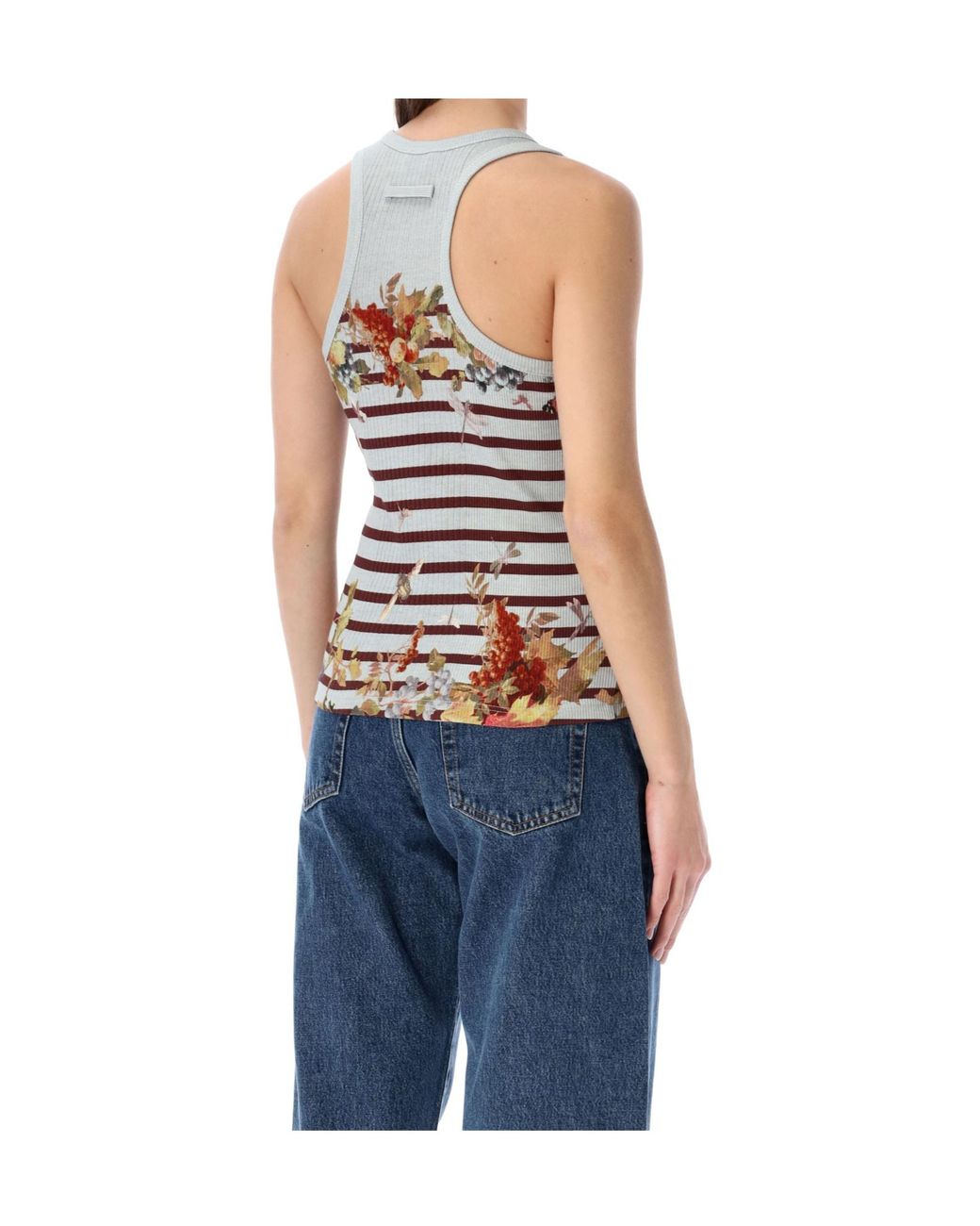 Jean Paul Gaultier Blue Marinière Grape Rib Tank Top