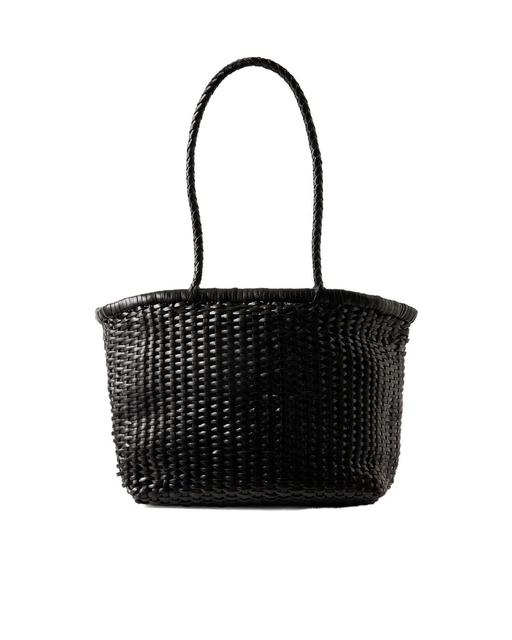 Dragon Diffusion Black Small Woven Leather Tote