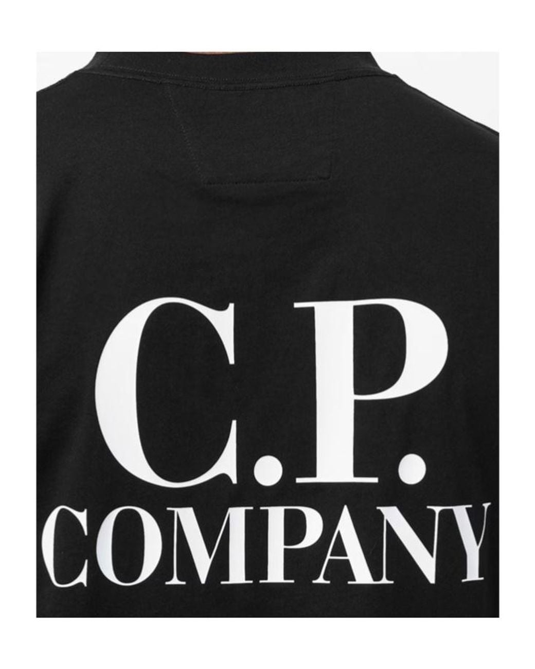 C P Company Black Logo Crew Neck T-Shirt for men
