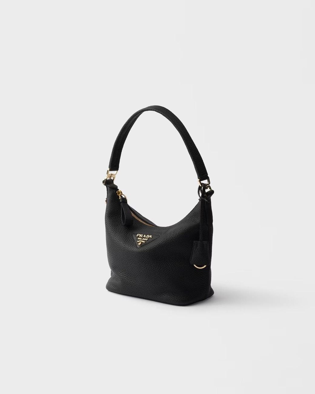 Prada Black Logo-Lettering Zipped Shoulder Bag