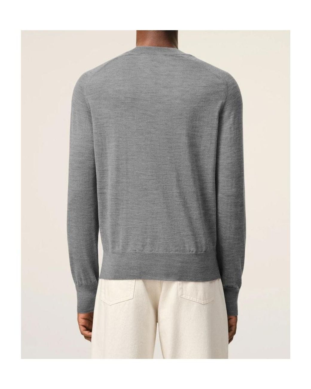 AMI Gray Logo Embroidered Crewneck Jumper for men