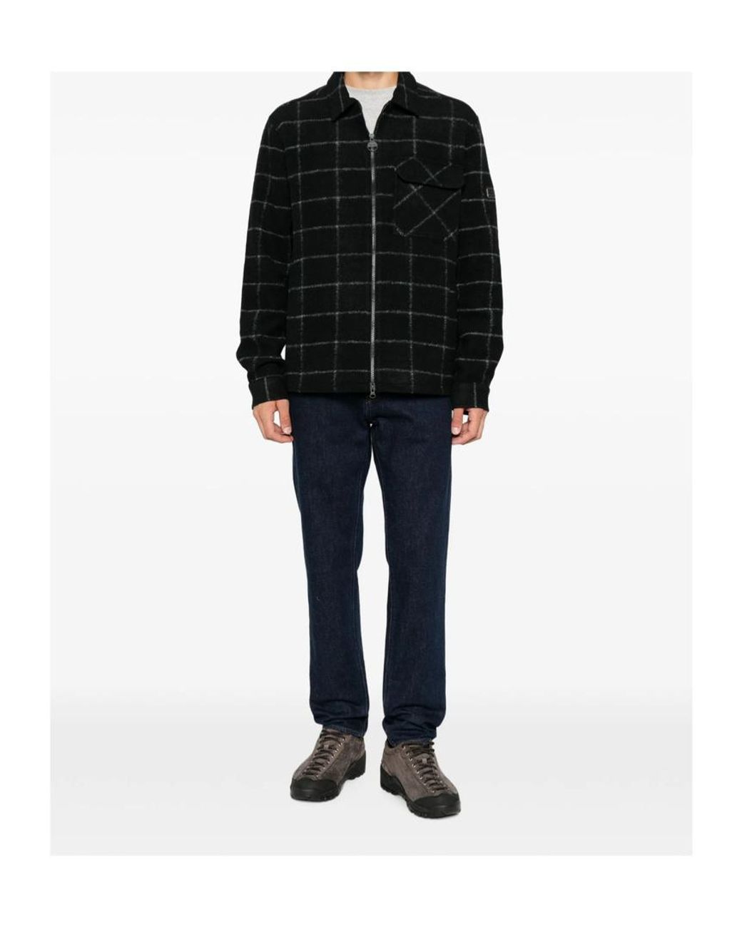 Barbour Black Check-Pattern Zip-Up Jacket for men
