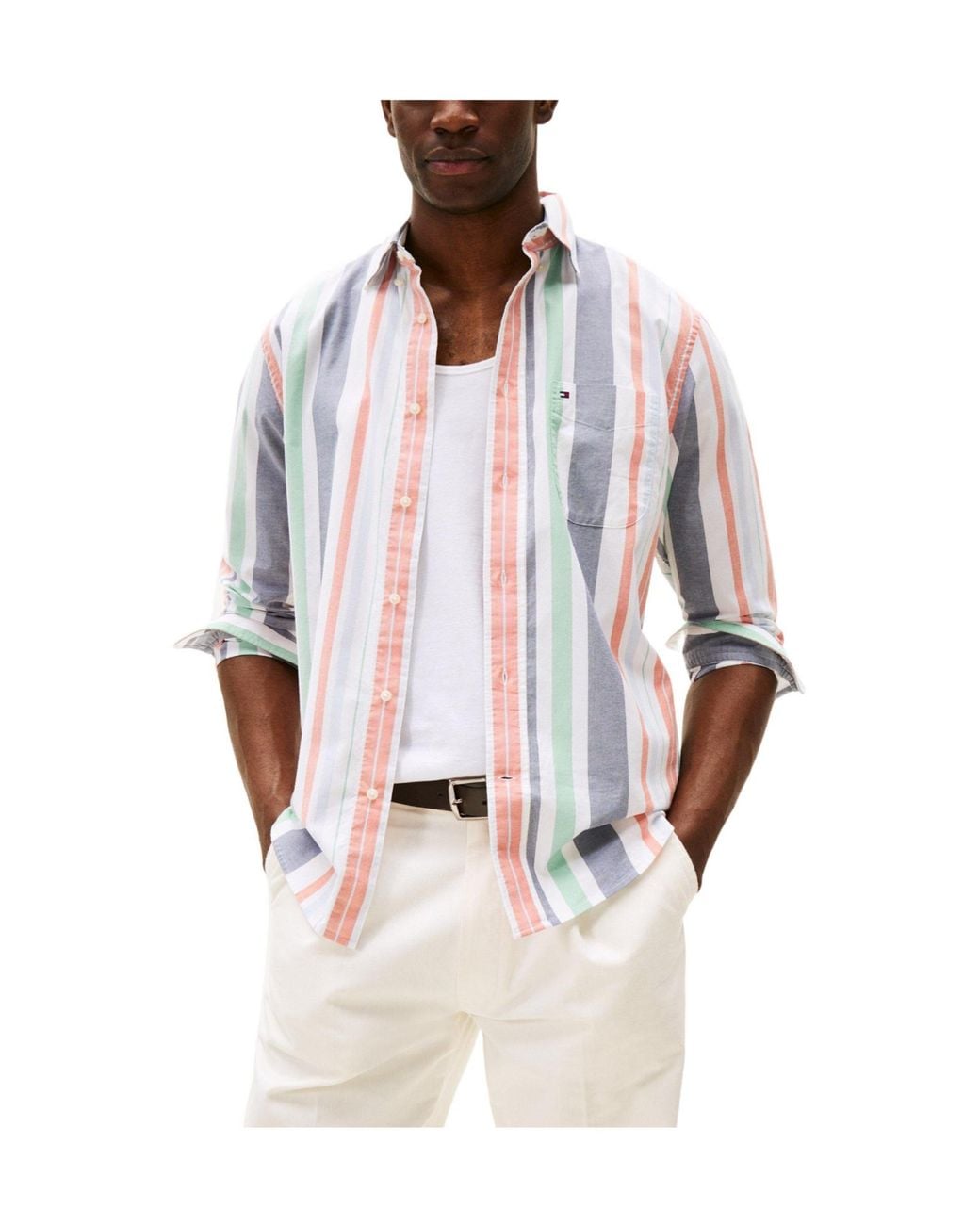 Tommy Hilfiger Blue Stripe Long-Sleeve Patterned Shirt for men