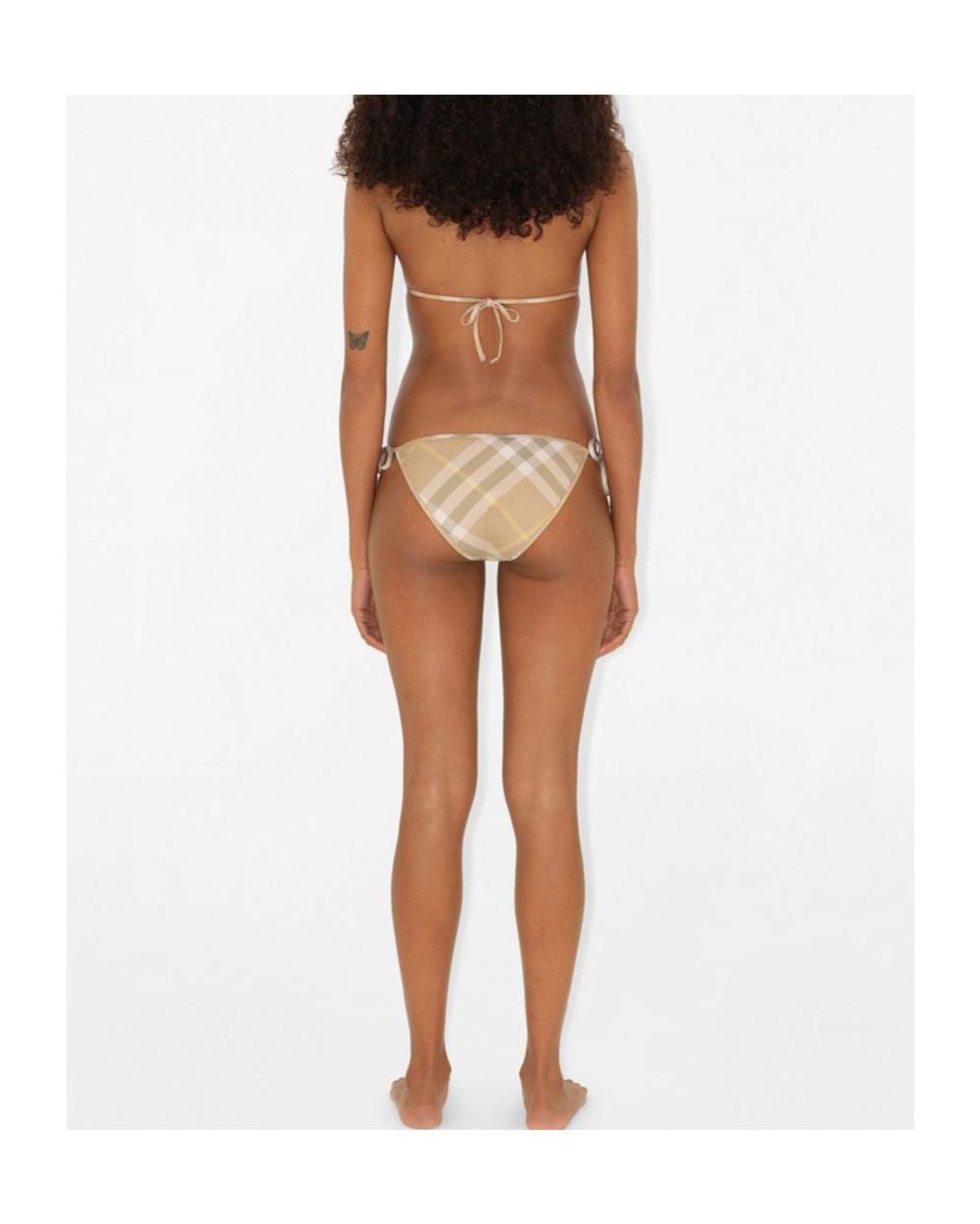 Burberry White Checked Halterneck Triangle Bikini Top