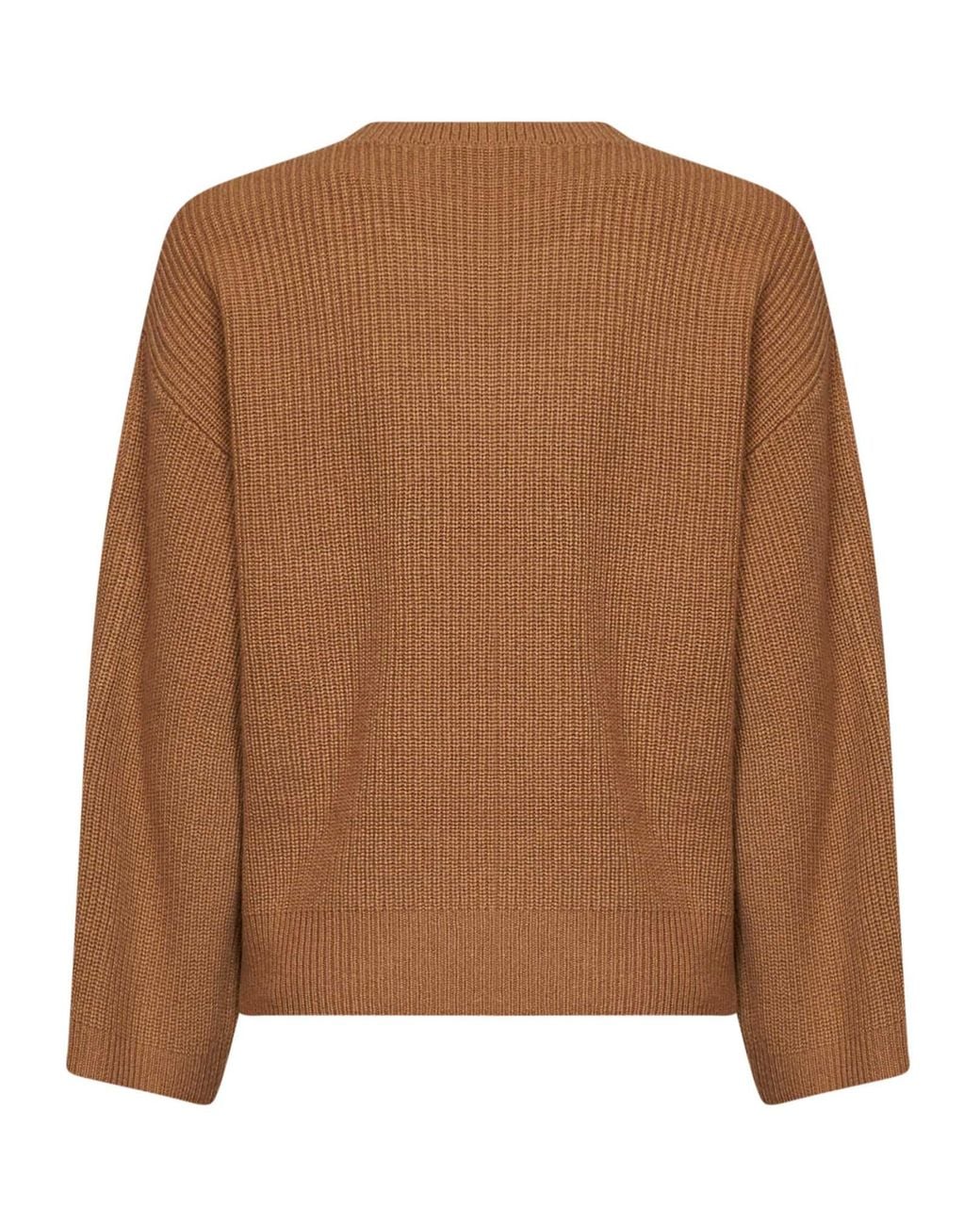 Kaos Brown Button-Sleeve Ribbed Knitted Sweater