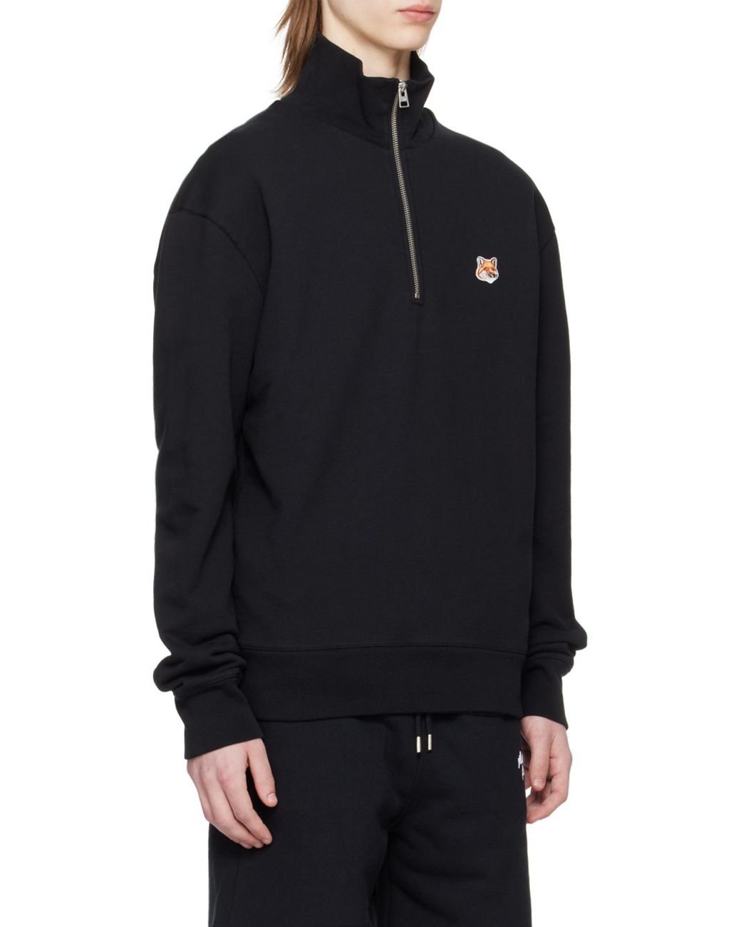 Maison Kitsuné Blue Maison Kitsuné Fox Head Patch Half-Zip Sweatshirt for men