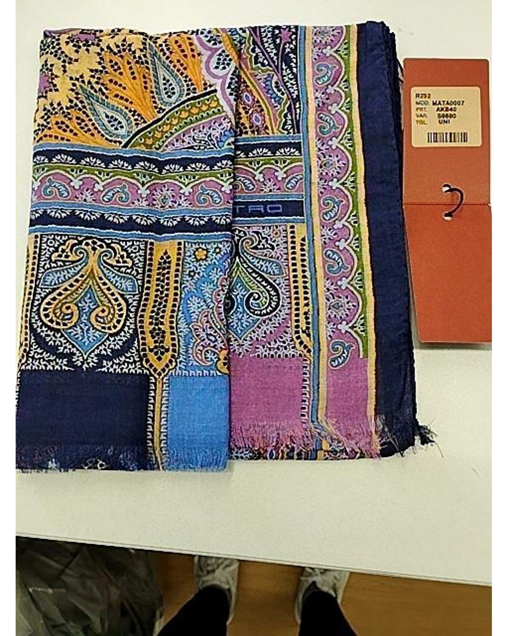 Etro Purple Patterned Cashmere-Blend Scarf for men