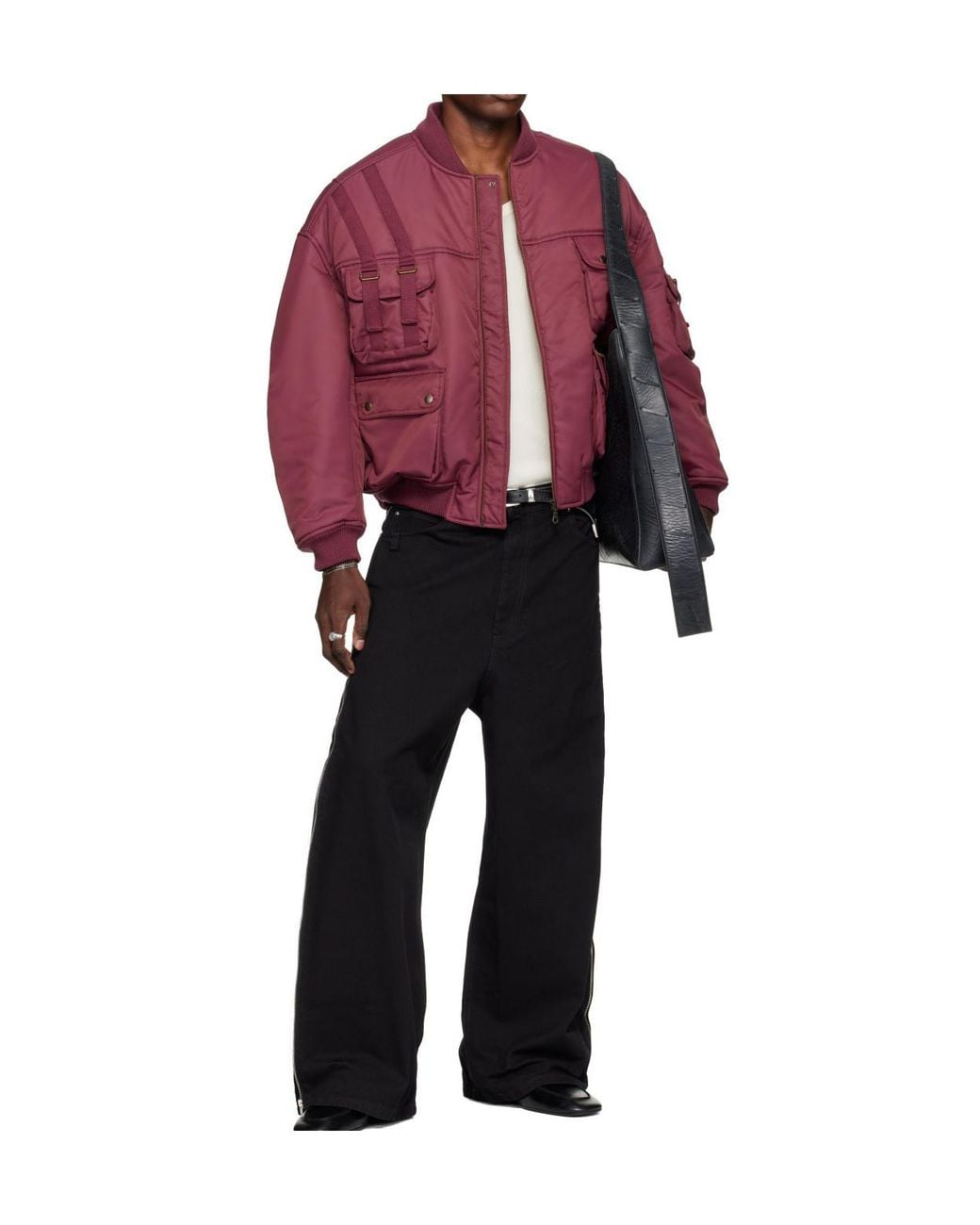 Lu'u Dan Red Stand-Collar Bomber Jacket for men
