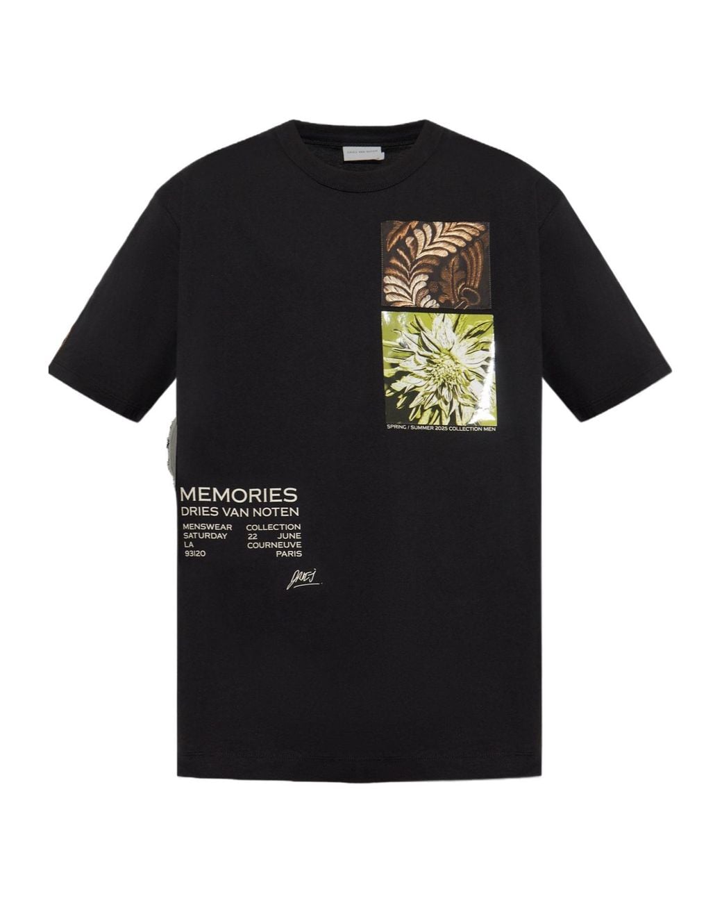 Dries Van Noten Black Graphic-Printed Crewneck T-Shirt for men