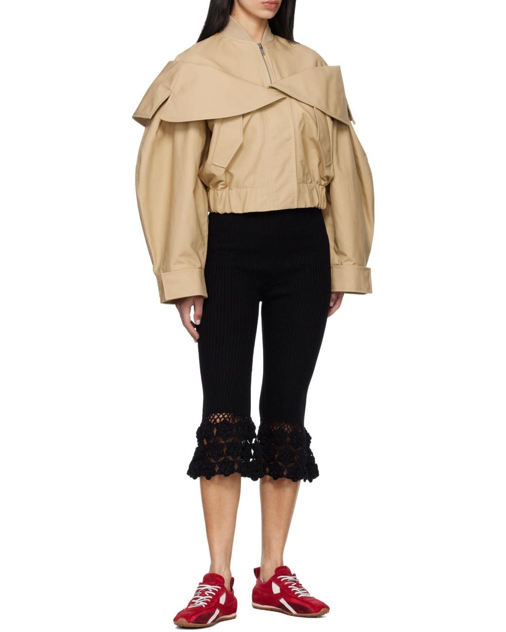Ganni Natural Layered Cotton Bomber Jacket