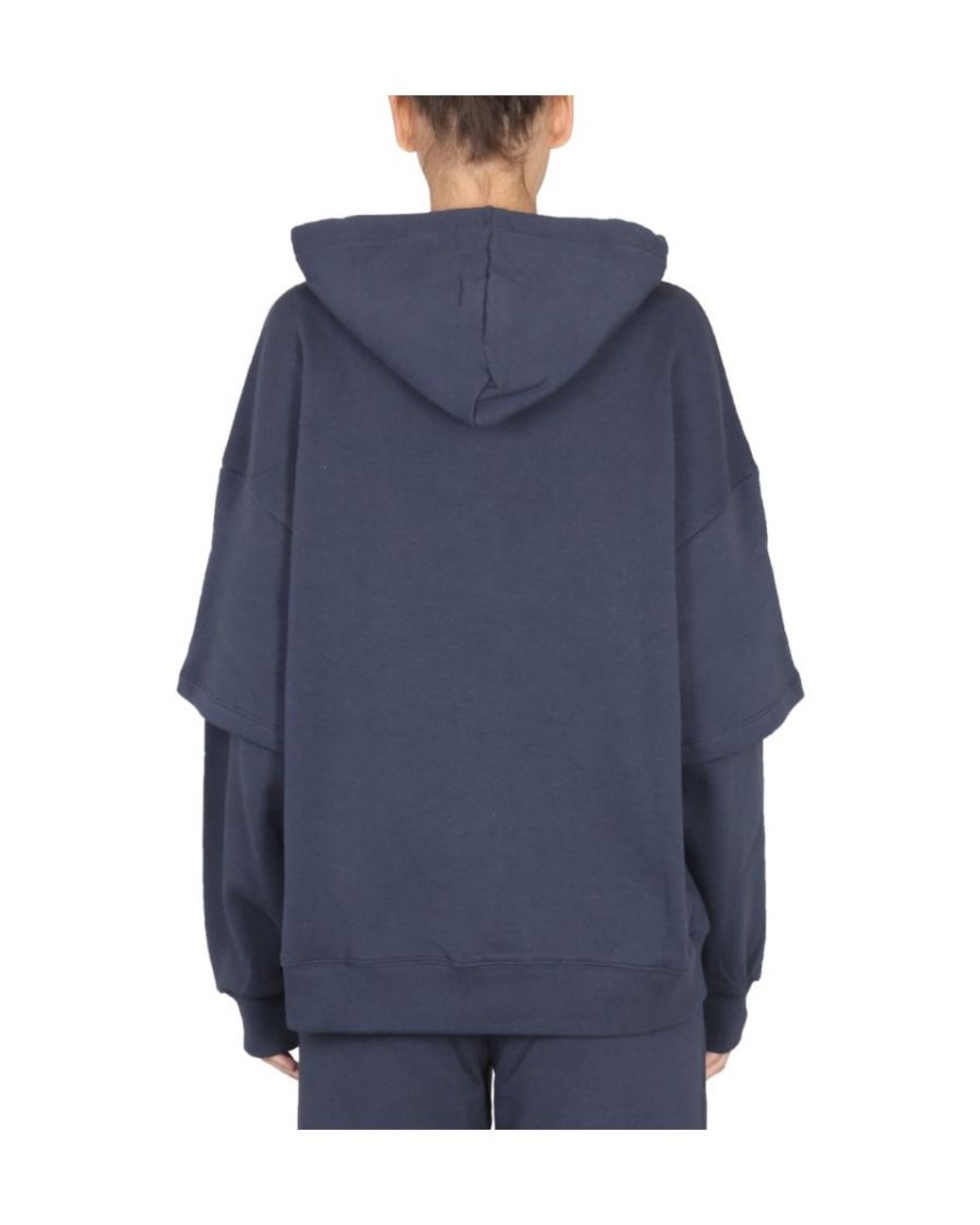 ROTATE BIRGER CHRISTENSEN Blue Double-Sleeve Organic Cotton Hoodie