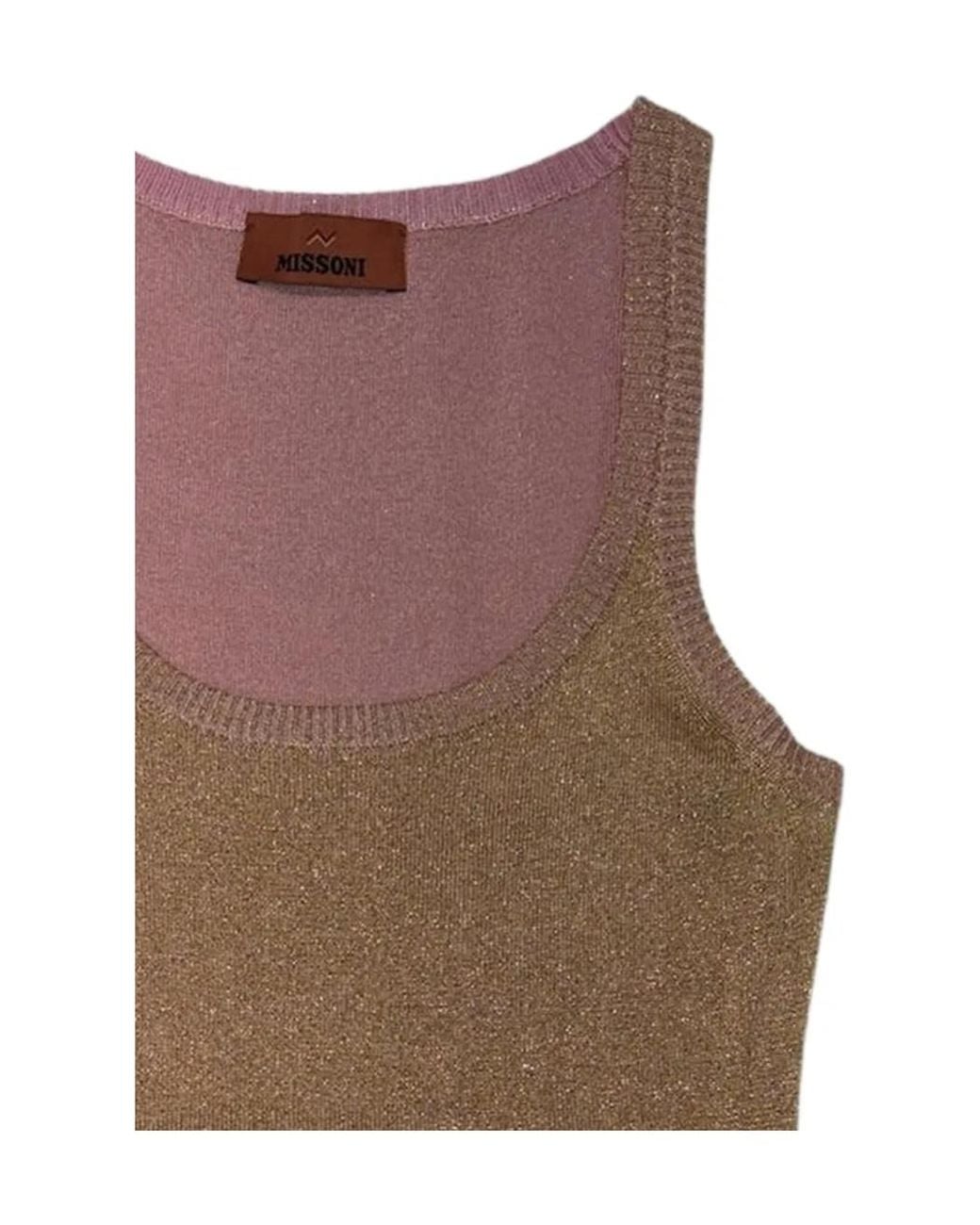 Missoni Brown Metallic Ribbed Knitted Top