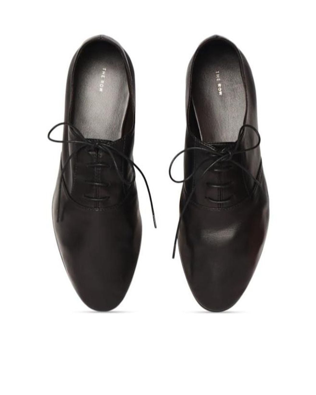 The Row Black Awar Leather Lace-Up Shoes