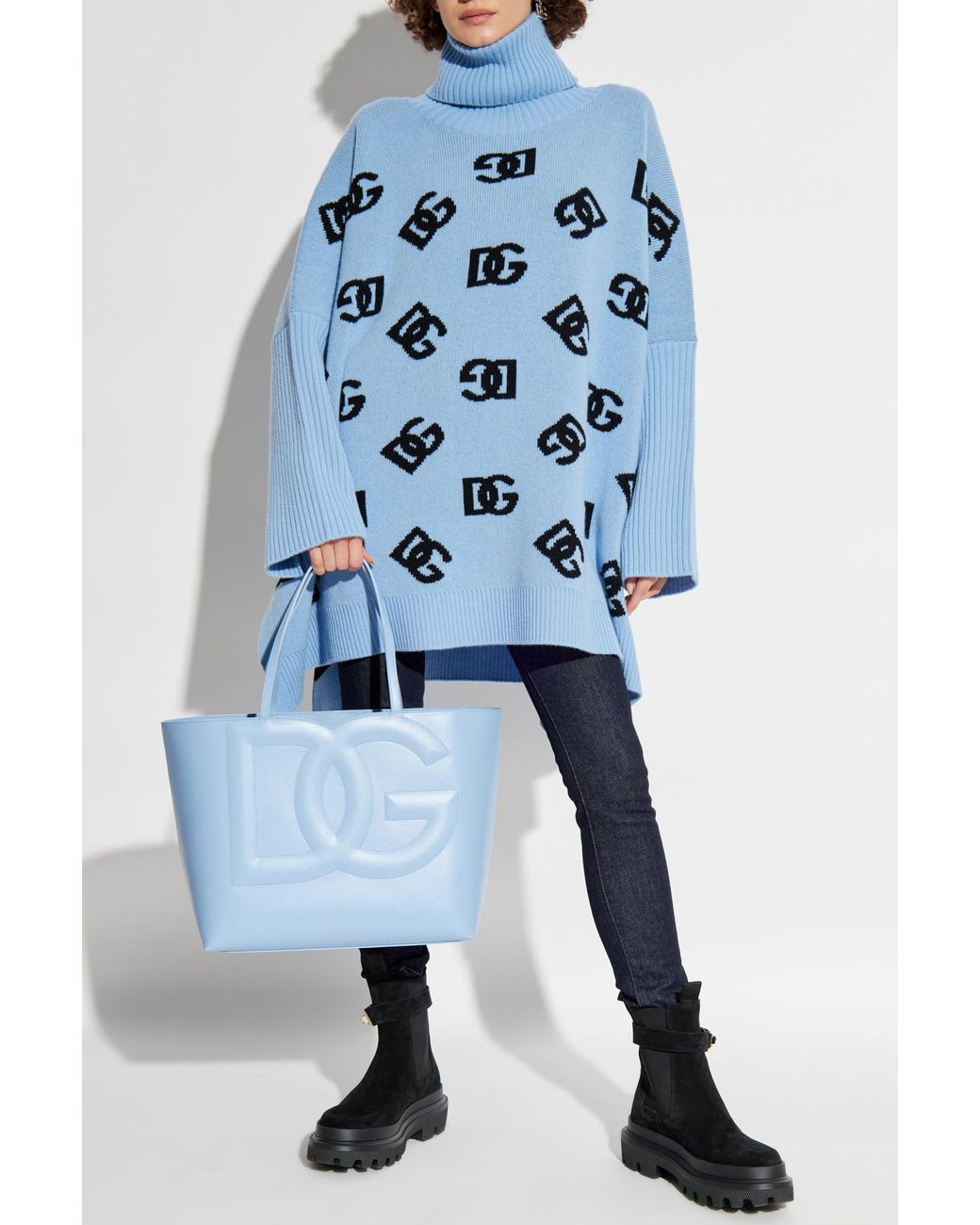 Dolce & Gabbana Blue Logo Plaque Skinny Jeans
