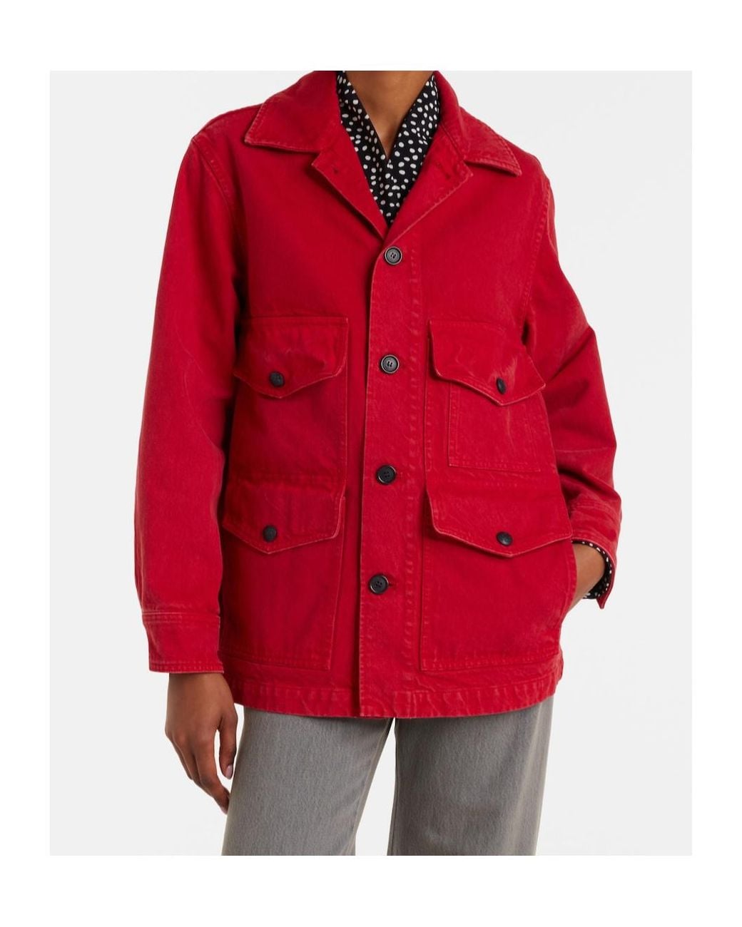 Nili Lotan Red Leroy Cotton Canvas Jacket