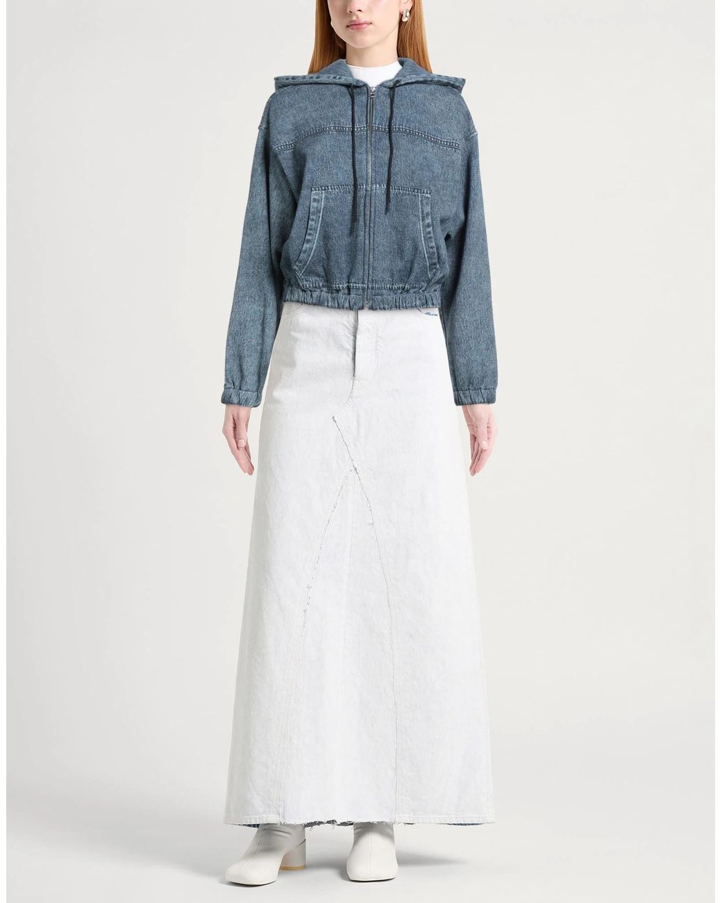 Rag & Bone Blue Denim Hooded Baseball Jacket