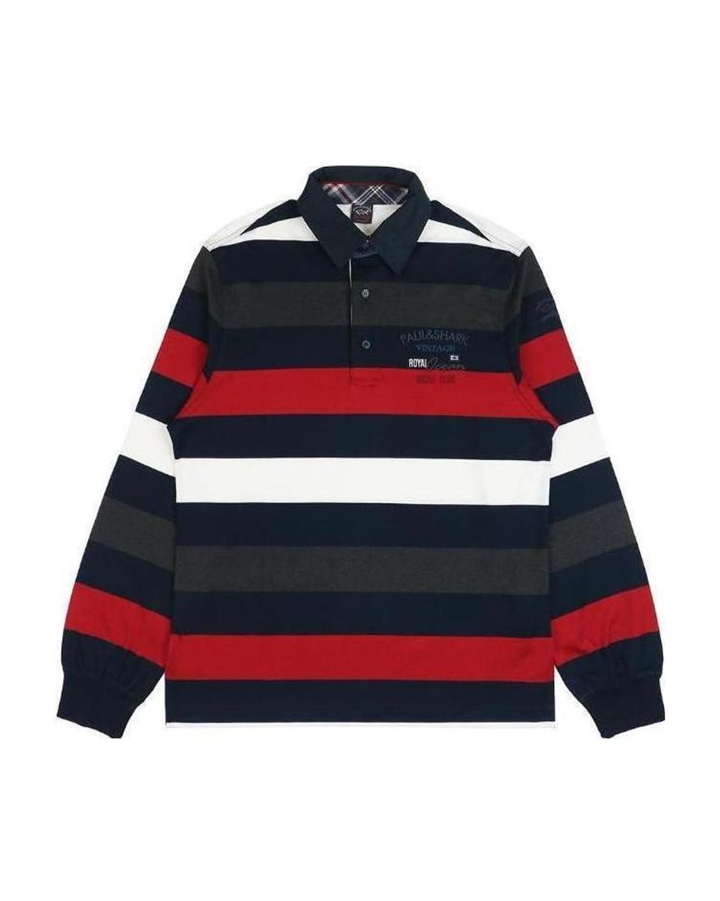 Paul & Shark Blue Striped Long-Sleeve Polo Shirt for men