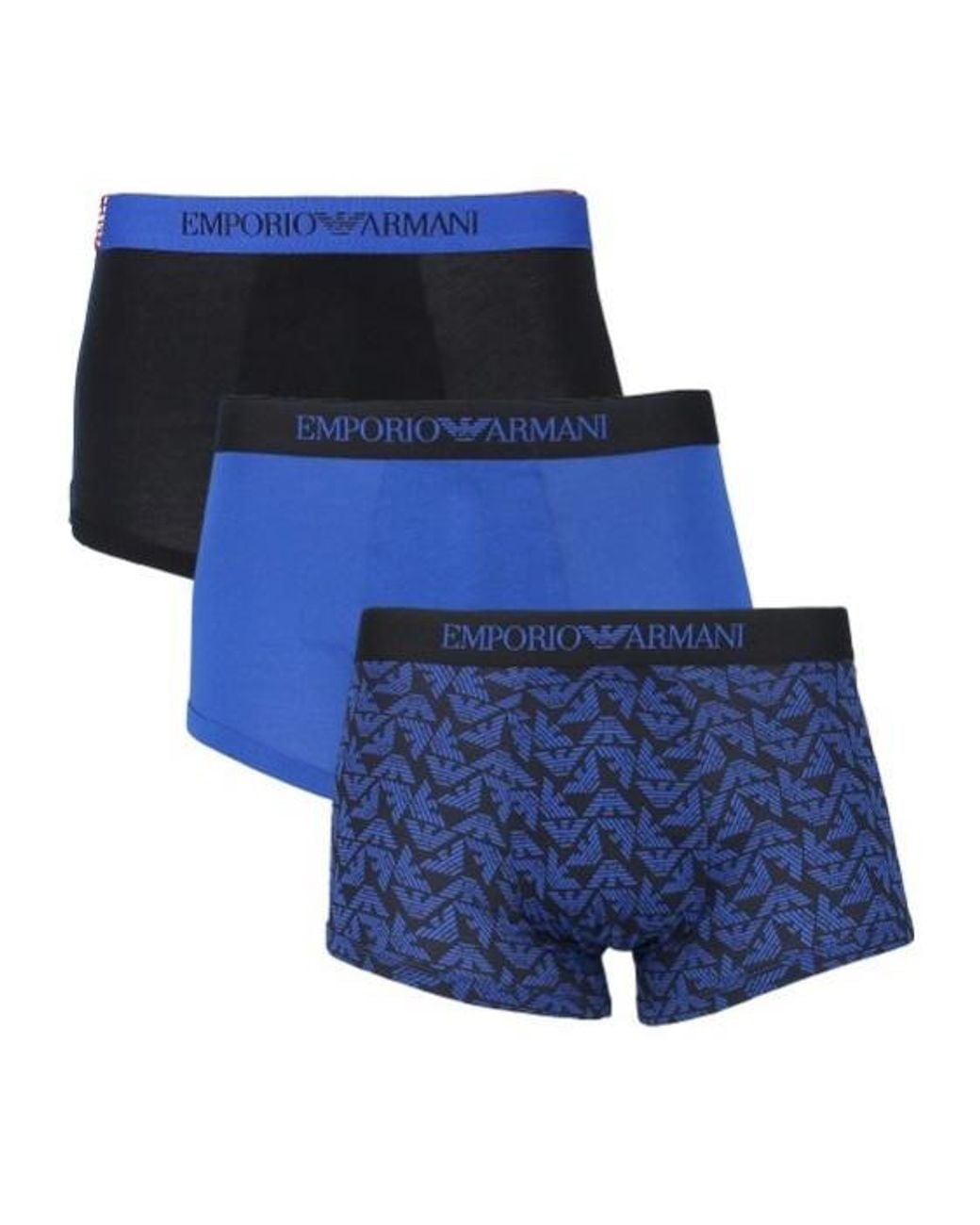 Emporio Armani Blue Logo Briefs Set Of Three for men