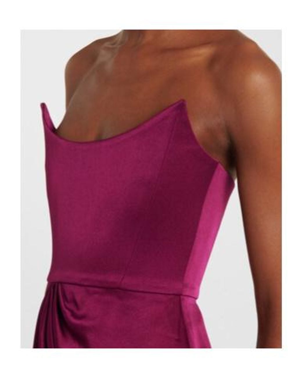 Alex Perry Purple Draped Satin Crêpe Bustier Gown