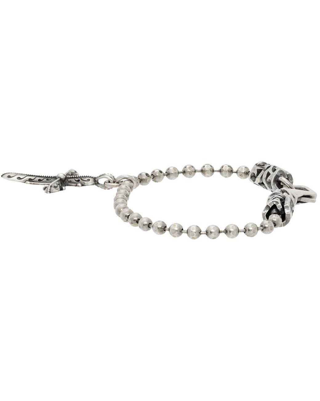 Emanuele Bicocchi White Wave Bead Chain Bracelet for men