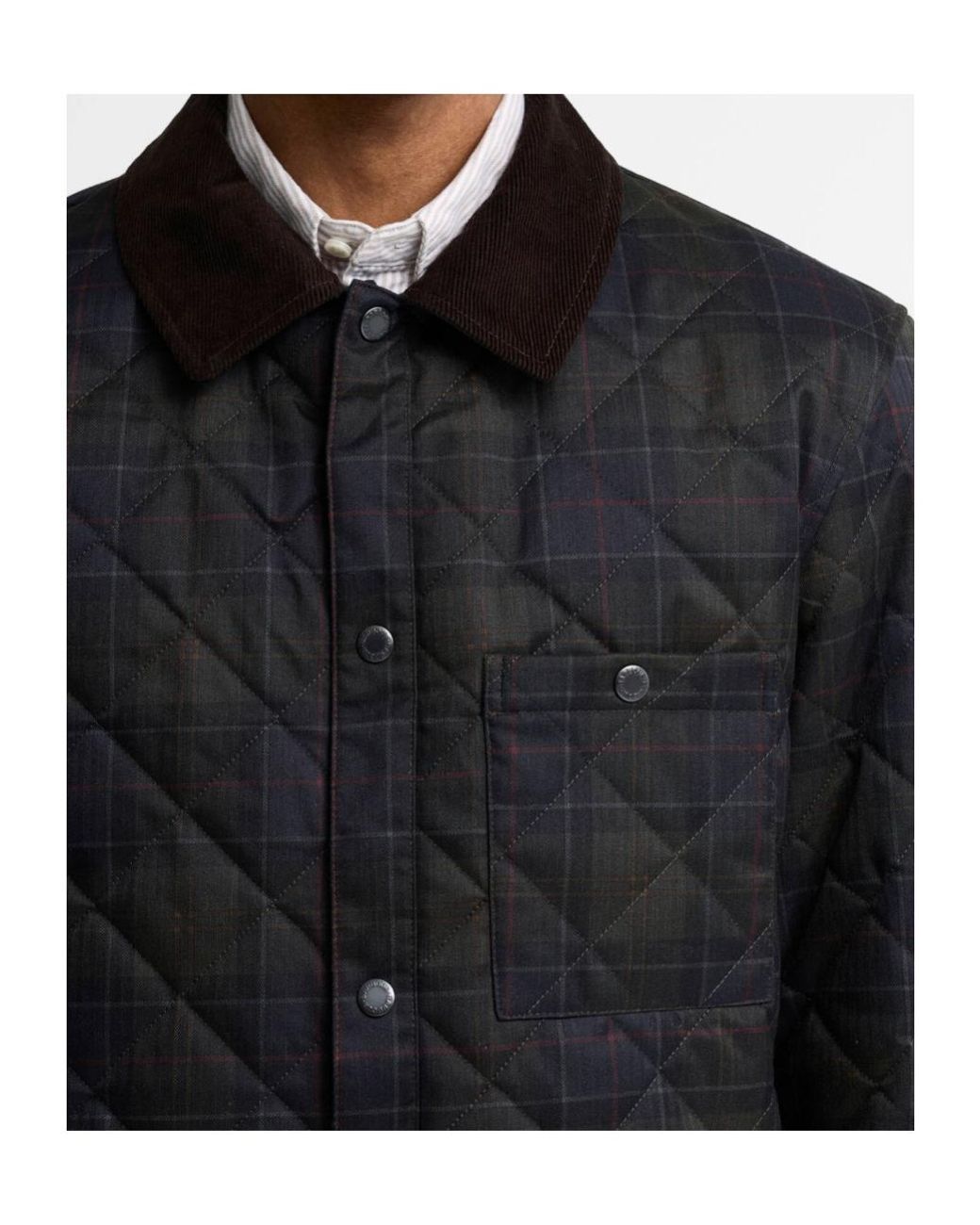 Barbour Black Quilted Tartan-Print Jacket for men