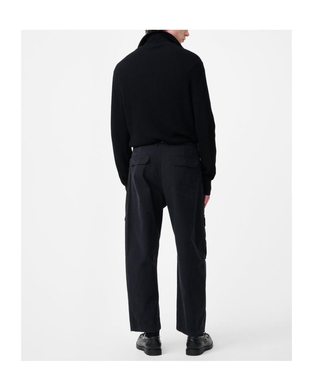 Studio Nicholson Black Ribbed High Neck Cardigan for men