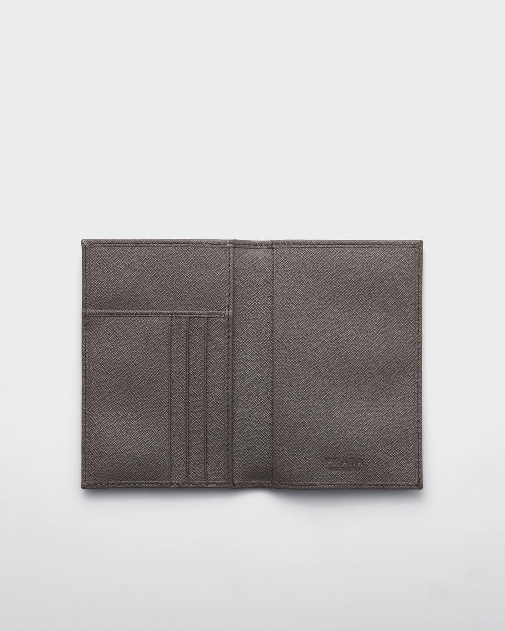 Prada Gray Saffiano Leather Passport Holder for men