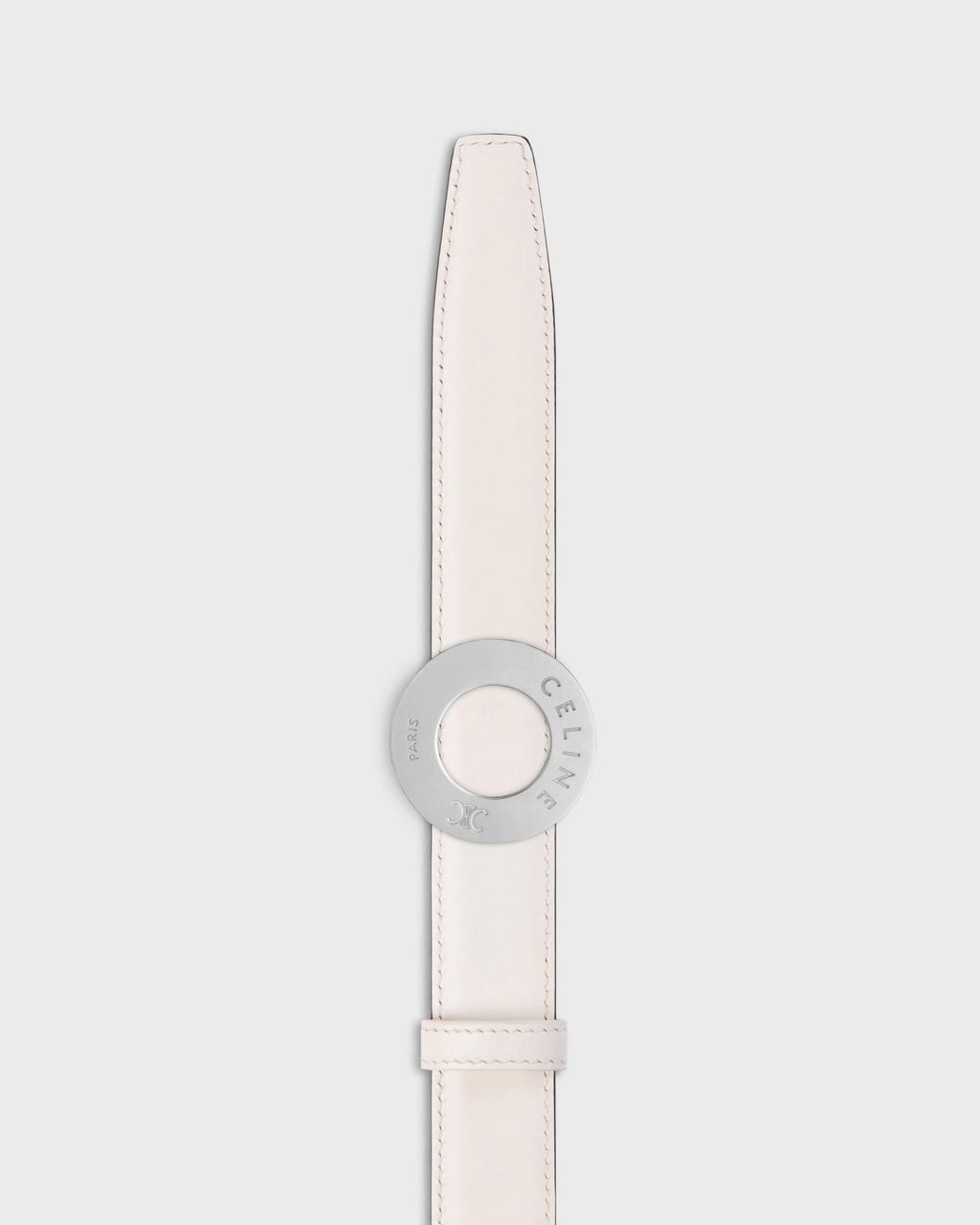 Céline White 25Mm Double-Sided Leather Belt With Disc Buckle