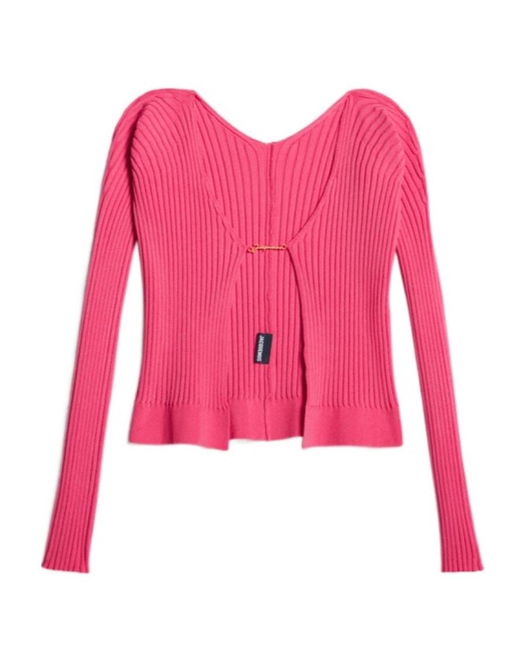 Jacquemus Pink Logo Plaque Long-Sleeved Cardigan