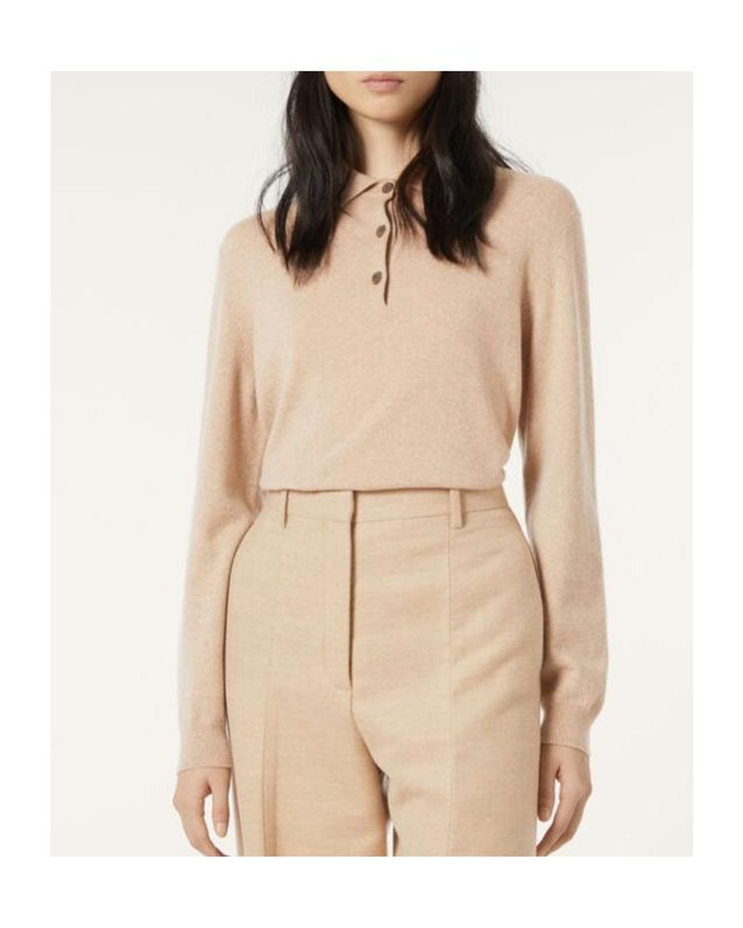 Loro Piana Natural Long-Sleeved Polo-Neck Sweater