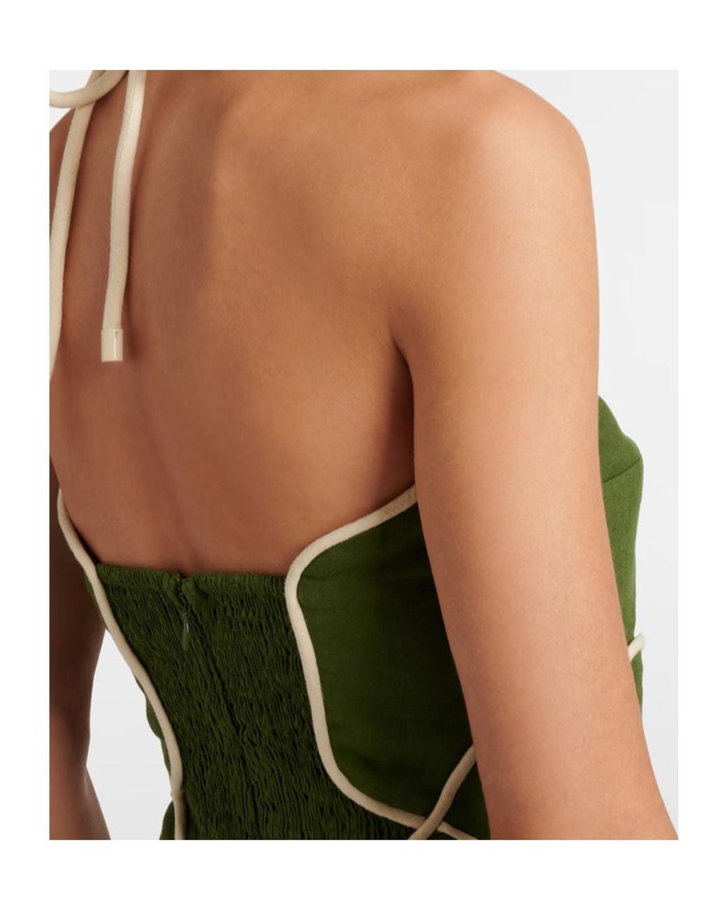 Farm Rio Green Linen-Blend Minidress