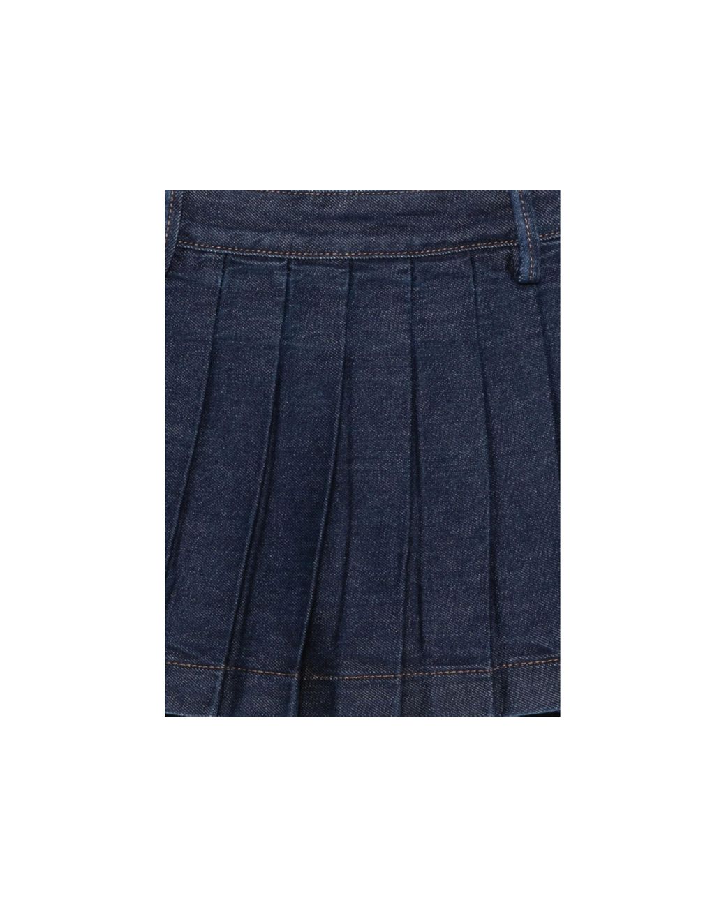 7 For All Mankind Blue Pleated Denim Mini Skirt