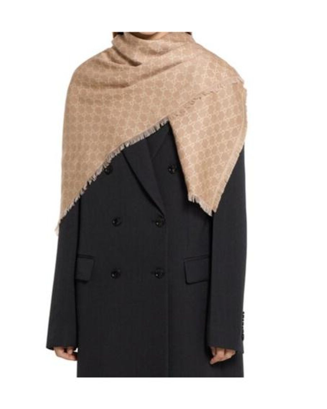 Gucci Natural Gg Printed Shawl
