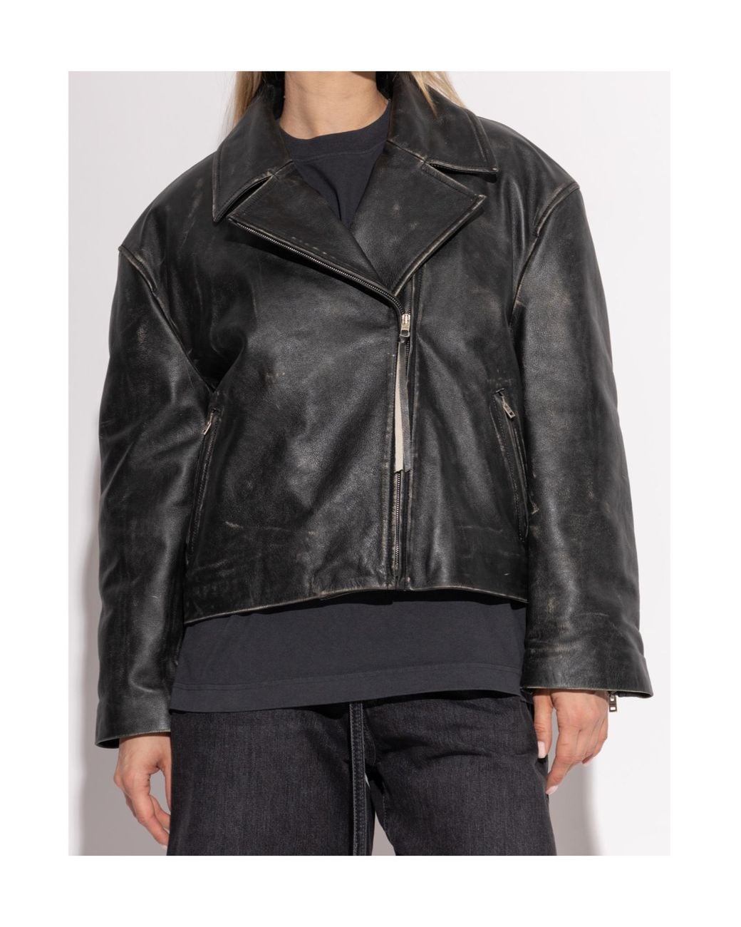 Acne Black Logo Embossed Lilket Biker Jacket