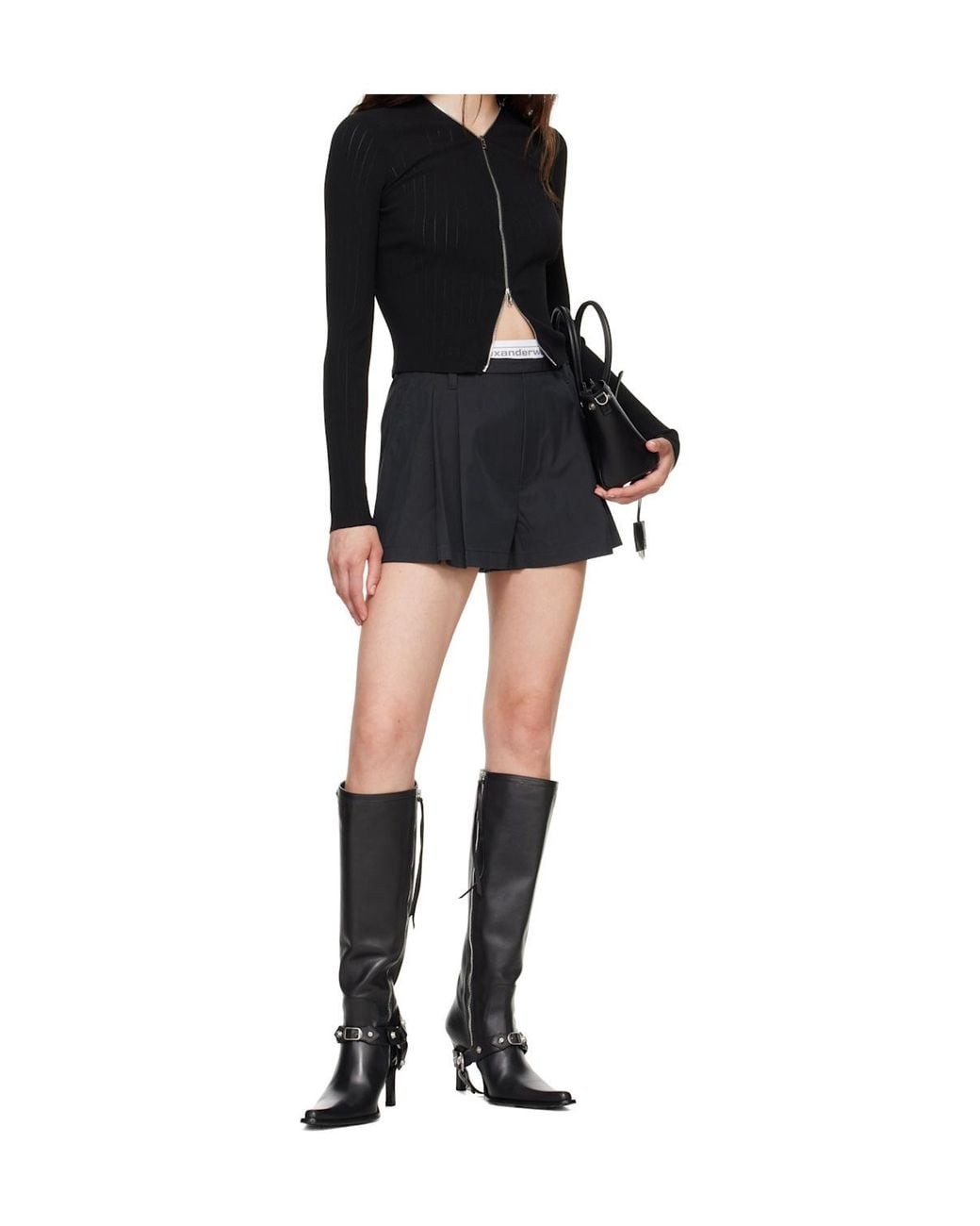 Alexander Wang Black Logo Band Shorts