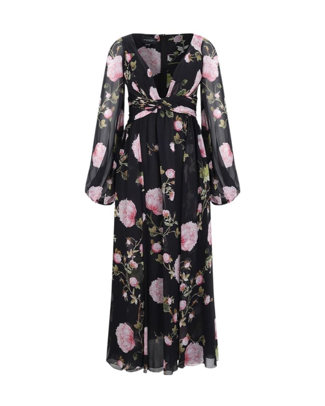 Giambattista Valli Black Floral Print Dress