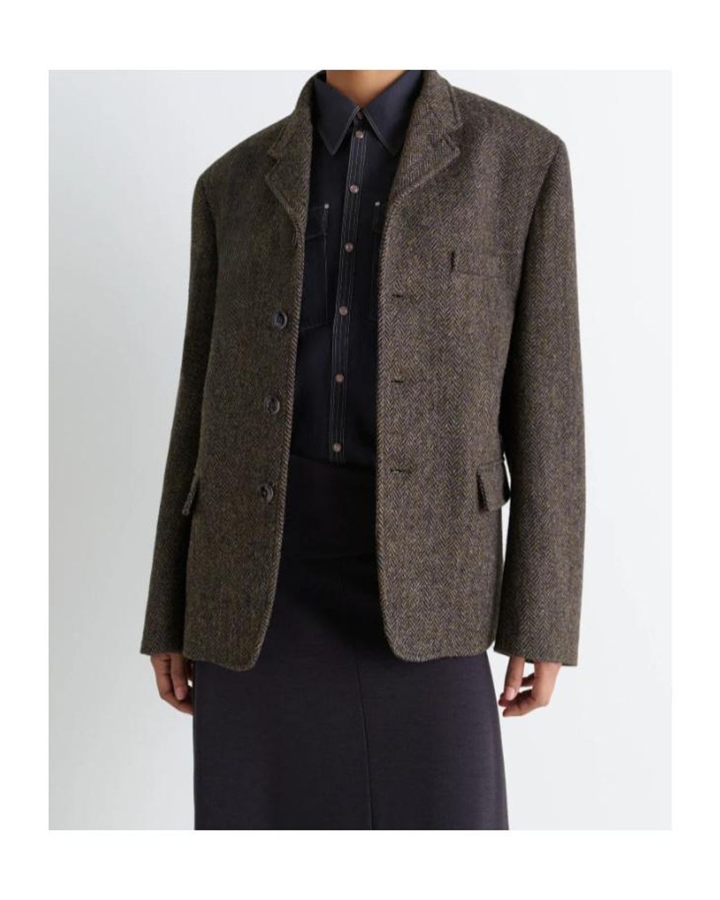 Lemaire Black Herringbone-Pattern Blazer