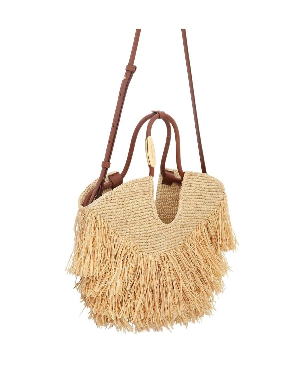 Zimmermann Natural Interwovened Fringed Top Handle Bag